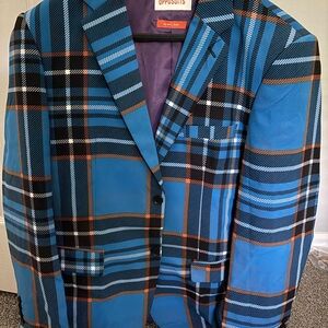 OppoSuits Men's Vibrant Blue Plaid Blazer